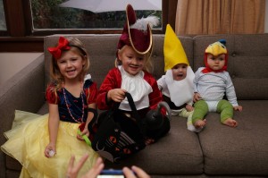 Granddaughter Snow White Ella,and Grandddaughter Dwarf Layla with friends and                 